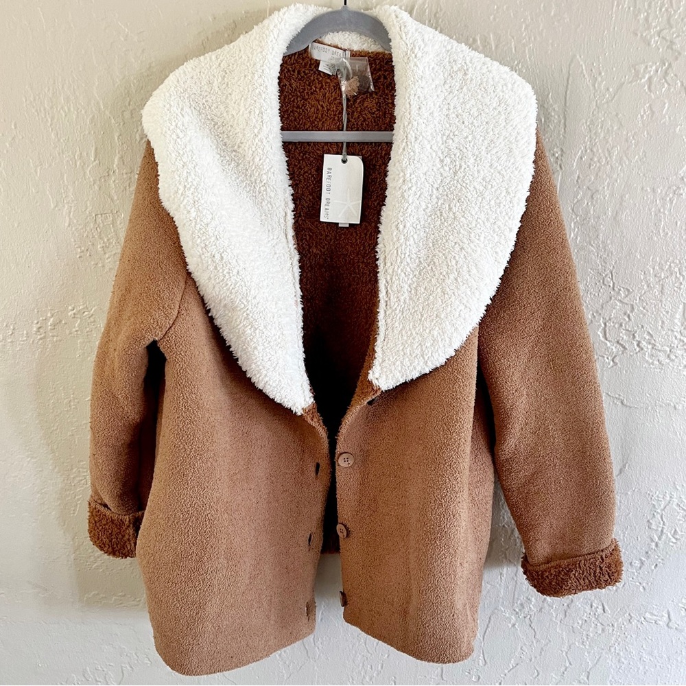 Barefoot Dreams Tan and Cream Cardigan